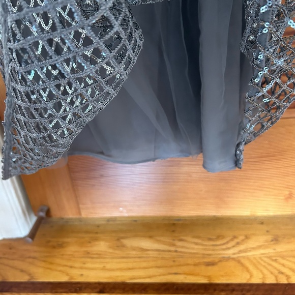 Long Sleeved Sequin Mesh Evening Gown - Picture 12 of 13